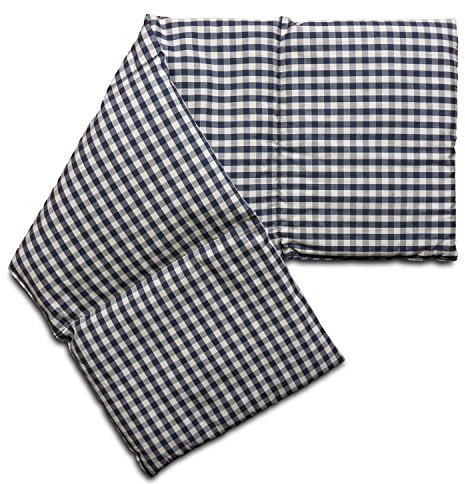Cuscino bio con semi di farro bio, 60x20cm - 4 compartimenti -Tessuto bio blu e bianco a quadri - Cuscino riscaldabile per la schiena, il ventre e molto altro. Terapia caldo e freddo Cuscino termico