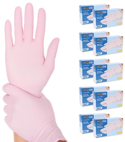 FRANZ MENSCH 1000x Hygostar Einweghandschuhe Safe Light, Einmalhandschuhe Größe S, reißfeste Nitrilhandschuhe, puderfrei, latexfreie Gummihandschuhe, Handschuhe Einweg, Rosa in XS, S, M, L, XL & XXL