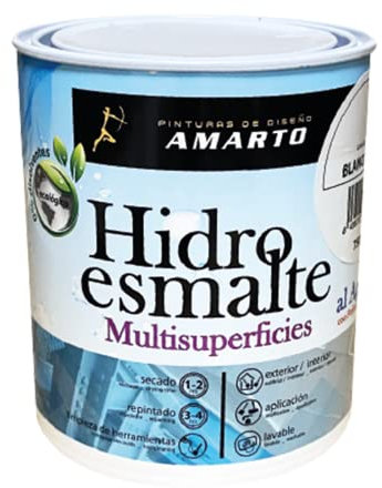 Esmalte Acrilico al Agua Hidroesmalte para metal, madera, acero, etc. (750 ml, Negro Satinado)