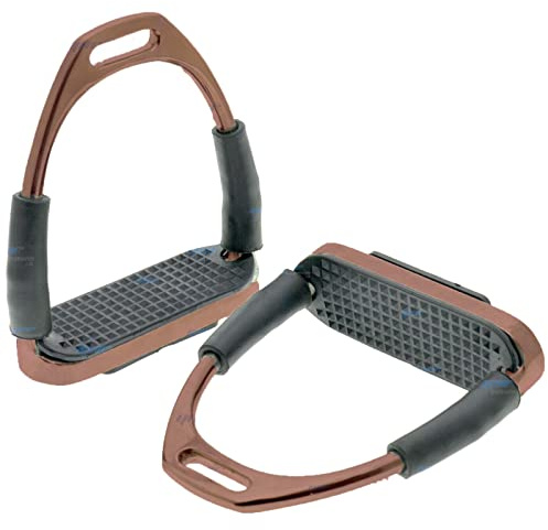 YNR® Safety Stirrups Horse Riding Bendy Irons Equestrian Saddles Tack Rose Gold