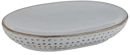 WENKO Seifenablage Bellante, Seifenschale für Feste Stückseifen in ausgefallenem Design, hochwertige Keramik mit glasierter Oberfläche und kleinen Punkten, handbemalt, 13,4 x 2,5 x 9,5 cm, Hellblau