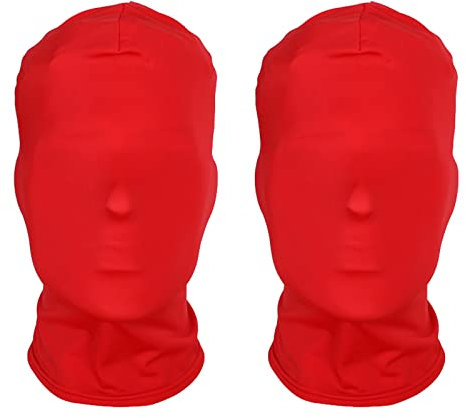 WUERKIYA Pack of 2 Silk Full Face Masks, Holiday Costume Masks, Unisex, Red (45 x 26 cm / 17.7 x 10.2 inches), Perfect for Halloween, Party, Carnival, New Year
