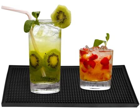 Laimaia Bar Service Mat - Tappetino scolapiatti in silicone, 30 x 15 cm, per bar club, cucina, caffetteria, colore: Nero