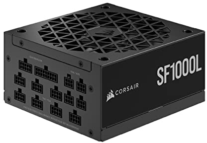 Corsair SF1000L Vollmodulares, Geräuscharmes SFX-Netzteil - ATX 3.1- Und PCIe 5.1-Kompatibel - Leiser 120-mm-PWM-Lüfter - 80 PLUS Gold-Effizienz - Null-Drehzahl-Modus - 105°C-Kondensatoren - Schwarz