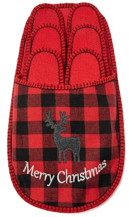 JOMIX Chaussons Invités de Noël en Feutre, Imprimé Renne, Lavables, Lot de 5 Paires, Chaussons de Voyage pour Maison Hôtel