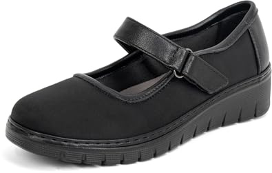 ACANER Women’s Mary Jane Shoes for Bunions Comfortable Orthotic Dress Shoes Non-Slip Orthopedic Work Shoes(Black,8)