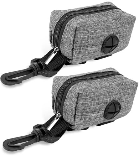 2 Stück Hundekotbeutel-Spender, Hundekotbeutelhalter Tragbares Set, Hundekotbeutelspender Für Hundeleine, Kotbeutelspender Für Haustierleine für Gassi Laufen (Grau)