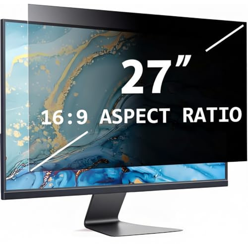 DBDDZD Filtro de Privacidad para Monitor de Ordenador de 27 Pulgadas 16:9, Anti Luz Azul y Antideslumbrante, Filtro de Pantalla Desmontable de Protección Visual.