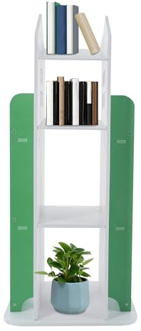 LOIRIIC Estantería con 3 niveles giratorios, estantería alta, de pie, estantería de almacenamiento, libros, juegos, juguetes, organizador para niños, para casa, habitación infantil, color verde