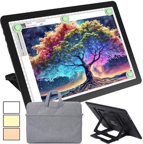Phylosal A4 Leuchttisch mit Ständer & Tasche, Wiederaufladbares Magnetische Leuchtplatte mit Seitentaste, Superhelle Tracking Leuchtkasten für Zeichnen, Light Pad für Diamond Painting, Skizzieren