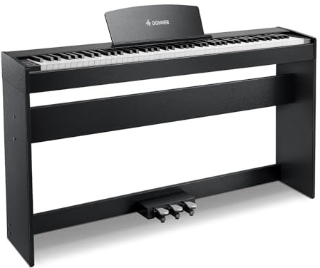 Donner DDP-50 Gewichtetes Digitalpiano 88-Tasten-Keyboard für Anfänger, Vollwertiges E-Piano-Keyboard mit Möbelständer und 3-Pedal-Einheit