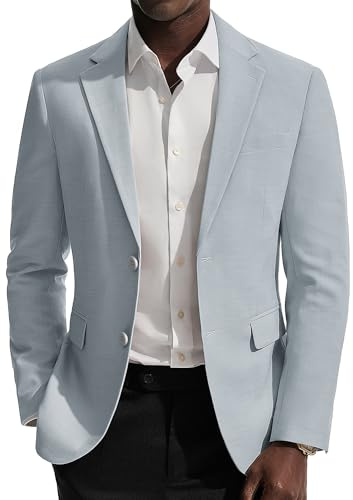 PJ PAUL JONES Mens Blazers Smart Casual Suit Jackets Linen Blazer | 2 Buttons, X-shaped, slightly elastic, double rear fork