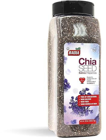 Badia Chia Seed, 22 oz – High Fiber, Omega-3, Protein, Energy Boost - Smoothies, Yogurt, Baking, Oatmeal
