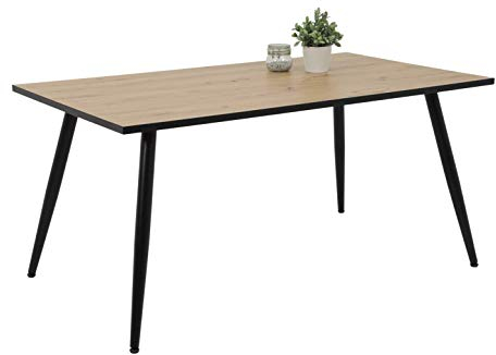 DEINE TANTE EMMA 093278 Sabine Artisan Eiche Nb. Vierfusstisch Esszimmertisch Küchentisch Gestell Metall schwarz ca. 160 x 90 cm