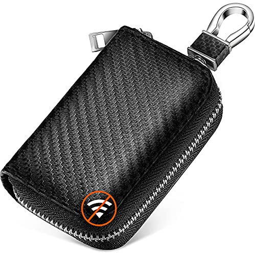 Frienda Bags for Car Key Fob Carbon Fiber Car Rfid Signal Blocking Bags Key Protector Tool Anti-theft Fob Case for Storage, Black