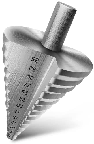 BAURIX® Brocas Escalonada RHINO® [Ø 5-35mm] - Broca HSS eje triangular de 10 mm - Fresas para metal, madera y plástico (no para acero inoxidable) - Broca Conica de 13 niveles