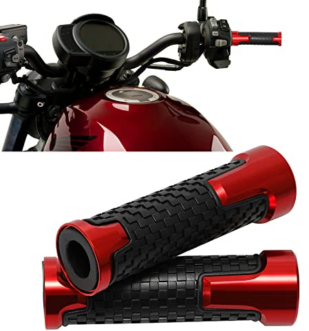 KEEPDSGN Motorrad Griffe Universal Motorrad Lenkergriffe 22 mm (7/8) 24mm (1) Anti-Rutsch Scooter Gummi aus CNC Aluminium Lenkergriff für Roller Mopeds Quad ATV