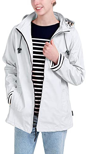 Breizh Ocean - Chubasquero Mujer para la lluvia, de XS a 4XL, Marca Francesa ERQUY, Chaqueta Mujer Corte Ajustado con Interior a Rayas, Abrigo Impermeable Disponible en Tallas Grandes
