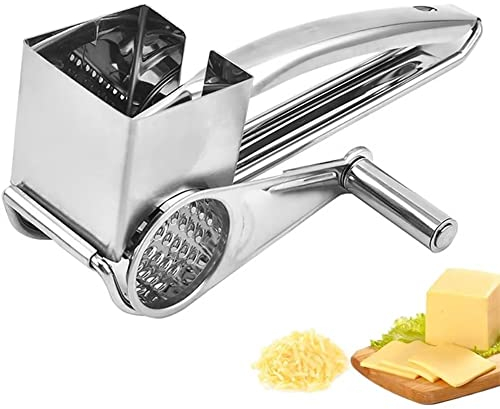 Cheese Grater with Crank, Rotating Parmesan Grater with Crank, Parmesan Grater, Stainless Steel, Parmesan Grater for Effortless Grating Cheese Nuts