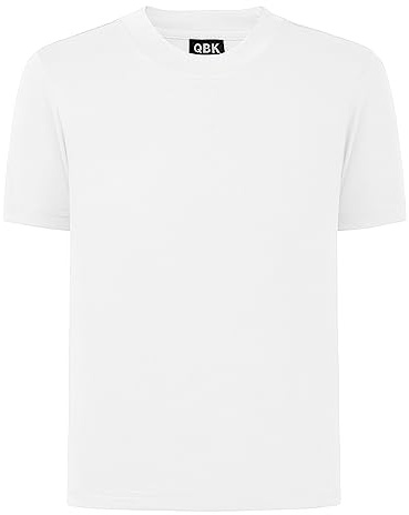 QBK 2T to Youth Neon Shirt Kids UPF 50+ Dry Fit Athletic Short Sleeve Rash Guard T Shirts for Boys Girls Sports Undershirt (White XL)