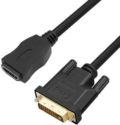 MMOBIEL HDMI auf DVI Kabel Adapter – Bidirektional – Stecker DVI-D Dual Link auf HDMI Buchse – Kabelkonverter Unterstützt Monitor, PC, TV, Gaming, Projektor - 1080p Full HD 60Hz - Gold Stecker 0.3 m