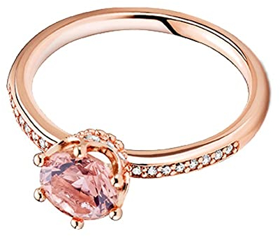 HIJAN Ringe, trendige Mode, Vintage-Kupfer-Silber-Legierung, brillanter Kronenring, Hochzeit for Mama (Style : Rose Gold_58mm)