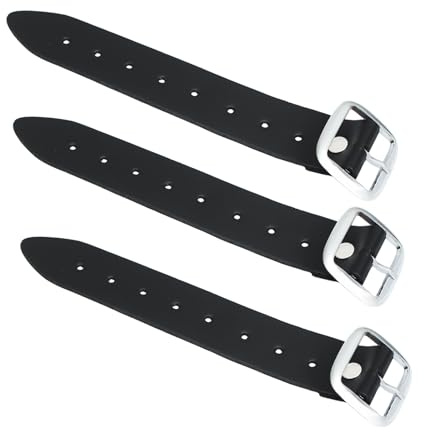 UMAM Estensore per cintura da uomo in vera pelle, cinghie nere, lunghezza 17,8 cm, larghezza 3,2 cm (set da 3), estensione per kilt Highland da uomo, cinghie per kilt da uomo, nero, taglia unica