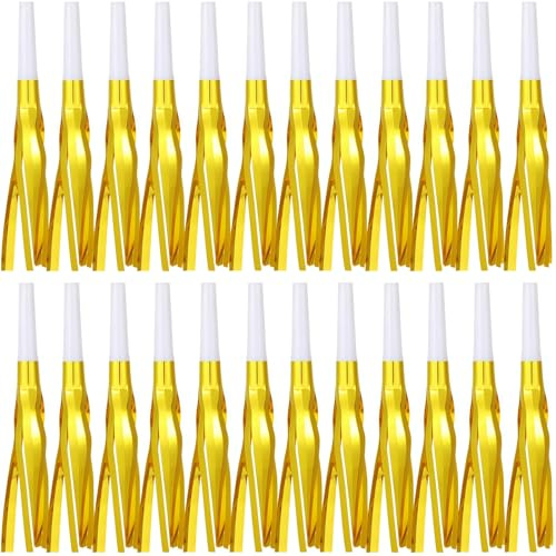 LCPQMZGH 24 Pcs Party Blowers, New Years Eve Noise Makers, Gold Noise Makers for Baby Shower, Kids Birthday, Wedding Party, New Year Party Favor