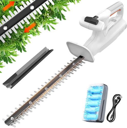 Litheli Hedge Trimmer Cordless, 45cm Blade Length, 15mm Tooth Opening Lightweight Hedge Cutter Incl. 20V 2.0Ah Lithium-ion Battery for Bush Trimming Garden, Lightweight