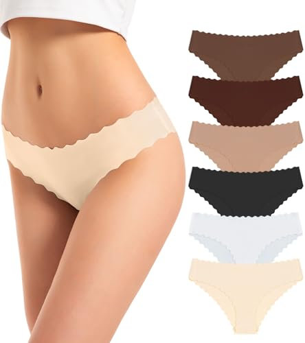 TANSTC Unterhosen Damen Seamless Nahtlose Slip Damen Hipster Unsichtbare Brazilian Unsichtbare Slips Sexy Panties Bequem Unterwäsche Frauen Dessous Schlüpfer, 6er Pack S