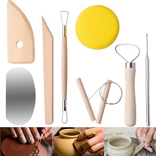 Aililong 8 Stück Ton Werkzeug Set - Töpfer Werkzeug und Töpferwerkzeug für Anfänger und Profis - Modellierwerkzeug für Ton, Holz und Keramik Schnitzen, Formen und Schneiden