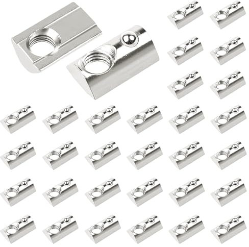xiaoxiaozhijia 30 Pièces 2020 Séries Écrou en T,Écrous Coulissants M5,T-Slot Nutbille Avec Bille,Vis de Rainure 6 T pour Profilé Aluminium