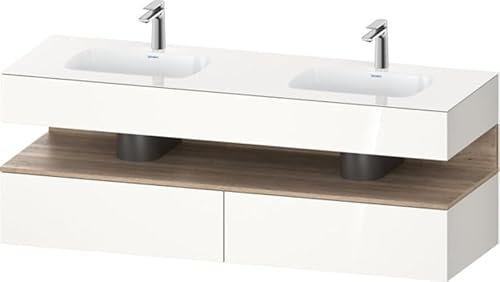Duravit Qatego Einbauwaschtisch mit Konsolenwaschtischunterbau, 1600x550x600mm, Nische Eiche Mamoriert, Doppelwaschtisch, QA4797055220000, Farbe: Weiß