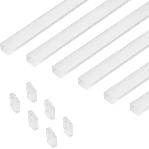 Estika Führungsschiene Set - 6 Stück - 120 cm - Weiß - Kunststoff - Für Verdunkelungsrollo, Sichtschutz Rollo, Thermorollo