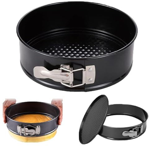 Basuit 6 Inch Cake Tin - 16 cm Round Bottom with Latch Pan, Non-Stick & Leak-Proof Carbon Steel Mousse Cake Mould, Gauge Carbon Steel Coating Perfect for Baking Pie Cheesecake Pizzas Quiches