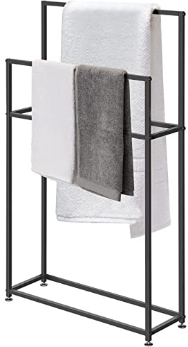 TGBHM Black Towel Rack, Freestanding Towel Rack, Metal Towel Rack, Bathroom Accessories and Clothes Butler, Can Also Be Used As A Drying Rack,75x20x110cm (65x20x110cm)