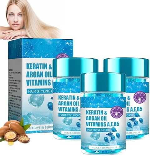 Capsule di siero per capelli, capsule idratanti e per il trattamento alla cheratina con olio di avocado/jojoba/argan, per capelli crespi, secchi e danneggiati