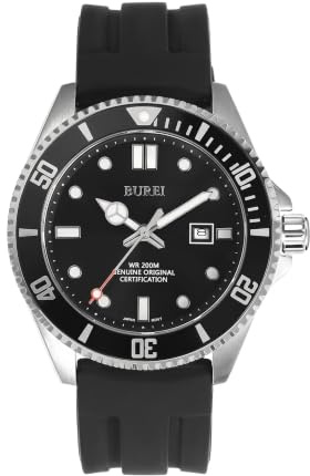 BUREI Montre pour Homme Ultra Fine - Design analogique Minimaliste - Mouvement à Quartz étanche - Cadeau pour Homme (Blanc/Bleu)