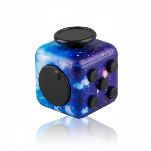 Gaomumu Fidget Cube Stress Relief Toy, 6-Sided Cubes Pressure Reducer, Multi-Functional Anti-Anxiety Sensory Desk Toy, Suitable for Office, Home(Starry Sky Purple)