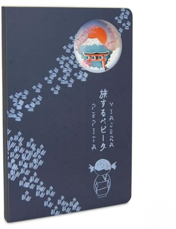 PEPITA VIAJERA Taccuino A5 punteggiato copertina rigida con finestra fustellata, taccuino Bullet Journal creativo per scrivere, disegnare e viaggiare, design giapponese Fuji Sakura