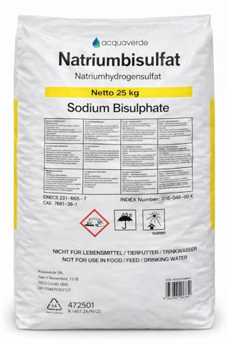 acquaverde | PH - Meno Granulare Rapido 25 kg, Correttore per Ridurre il Valore di PH nella Piscina, Rapida e Completa Dissoluzione senza Residui per Acqua sempre Limpida e Bilanciata, Effetto Tampone