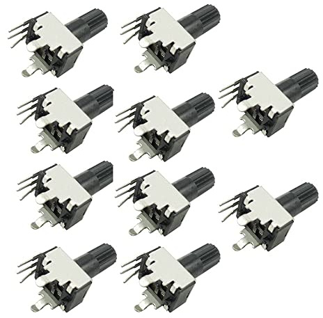 Aihasd 10pcs RV09 Type Vertical Adjustable Potenciómetro Resistance 100K