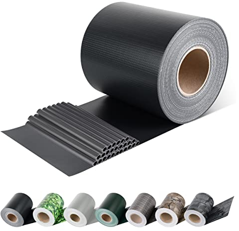 Sekey Sichtschutzstreifen für doppelstabmatten Blickdicht - 19 cm x 50 m - Doppelstabmattenzaun Sichtschutz - 26 Befestigungsclips, Anti-UV Wetterfest und Anti-Fading Windschutz, Anthrazit