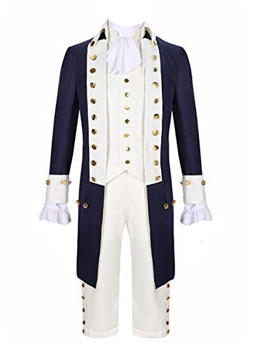 MIAOCOS Opera Alexander Hamilton Men Costume Vintage Tailcoat Formal Uniform Adult Costume Victorian Colonial Frock Mens Coat - - S