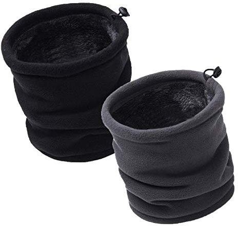 JOGVELO Braga para Cuello Invierno Lana Windstopper Snood Bufanda Calentador Tubular Cuello - Esqui Moto Ciclismo Snowboard Running (Negro&Gris)