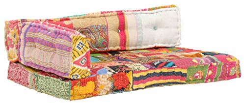 pedkit Cojín para Sofá de Palés Cojín para Asientos de Palés Cojines para Palets Exterior Tela Multicolor Patchwork 120 x 80 x 39 cm