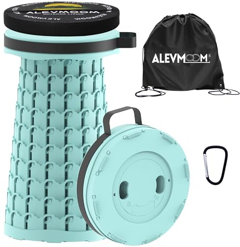 ALEVMOOM Upgraded Collapsible Stool with Cushion & Bag, 18 H Portable Retractable Telescoping Folding Stool for Adults, Lightweight But Sturdy Capacity 600 lbs for Camping Fishing Hiking Travel
