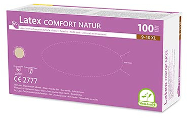 Medi-Inn Latex Comfort Natur Einmalhandschuhe puderfrei (XL, 100 Stück)