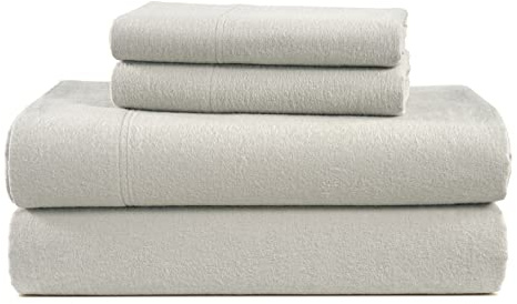 LANE LINEN Cotton Flannel Queen Size Sheets Set - Brushed for Extra Softness - Lightweight Queen Size 100% Cotton Sheets Set - Warm & Cozy Flannel Cotton Bed Sheets Set, 15 Deep Pocket - Mineral