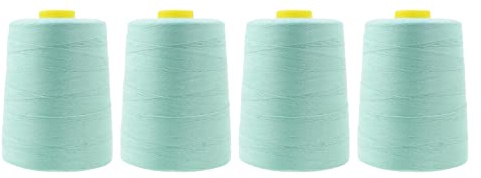 Mandala Crafts 4 Pack of Serger Threads Cones Spools - 20S/2 24000 Yards Polyester Mint Threads for Sergers Machine and Overlock Quilting Sewing Machine